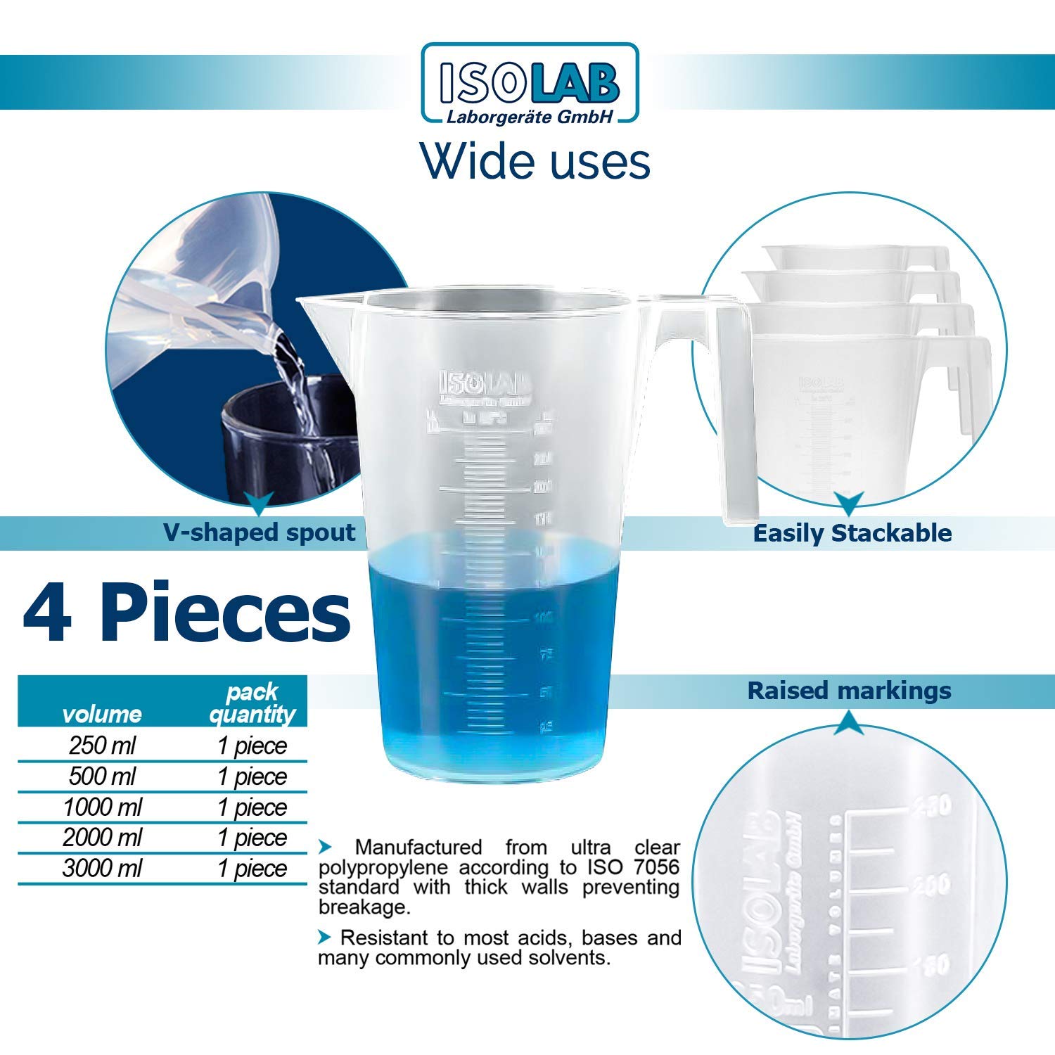 isolab-beaker-becher-mit-griff-4er-set-250-2000-ml-pp image 2
