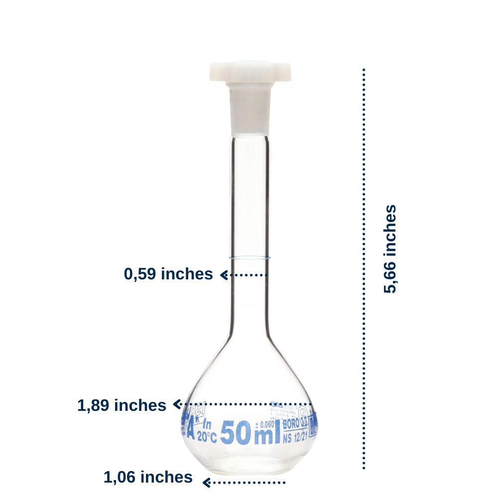 isolab-messkolben-klarglas-klasse-a-50-ml-ns-12-21-blau-graduiert image 2